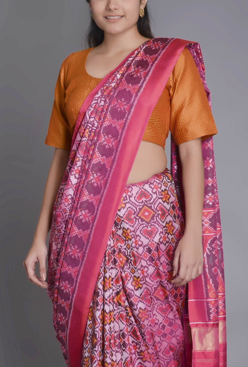 Pink Silk Patola Saree