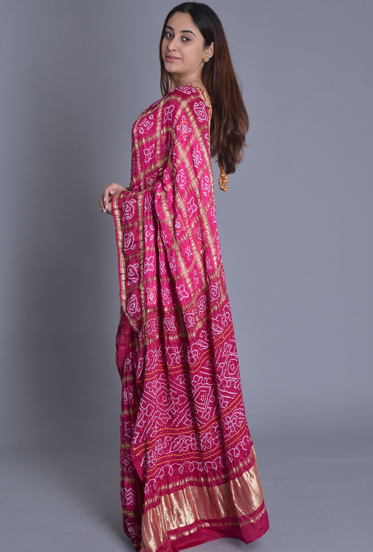 Pink, Purple Gharchola Saree