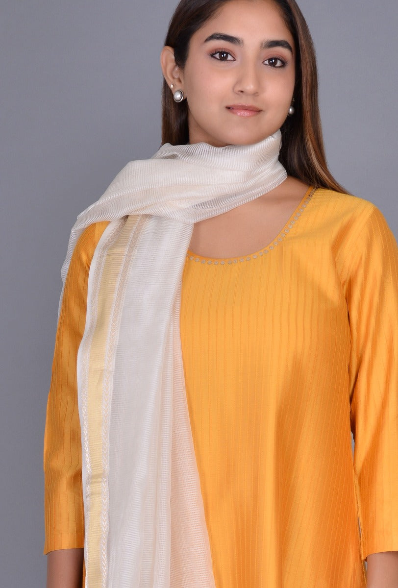 Off White cotton silk Dupatta
