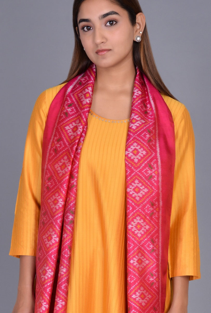 Pink Silk Patola Stole