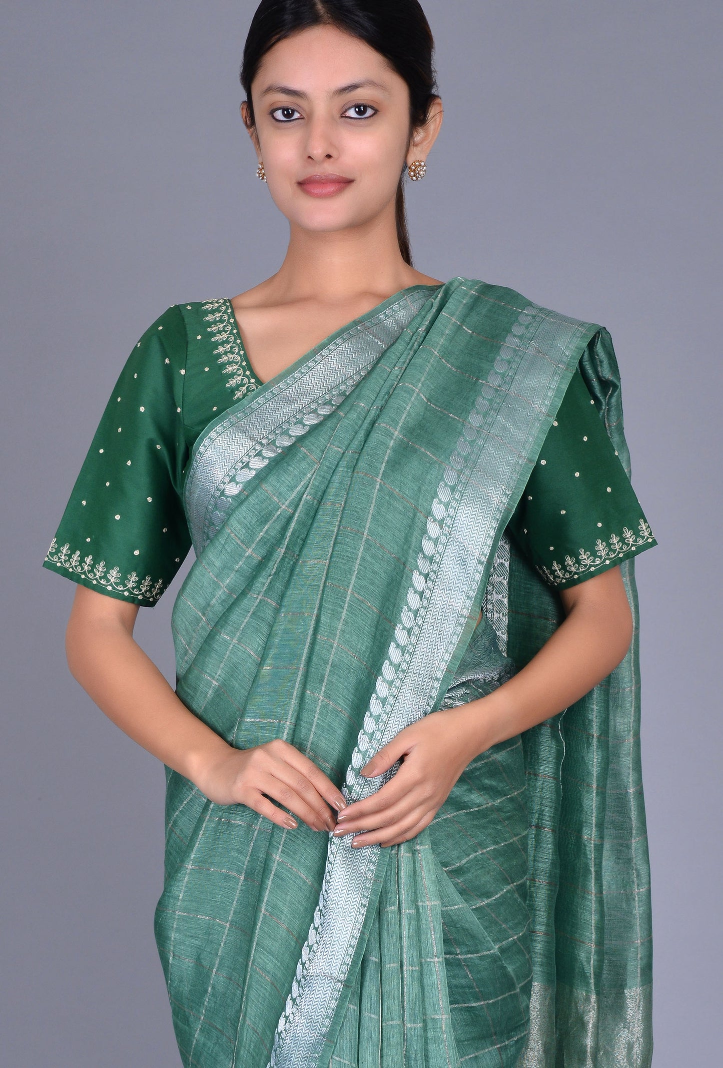 Green Linen Saree