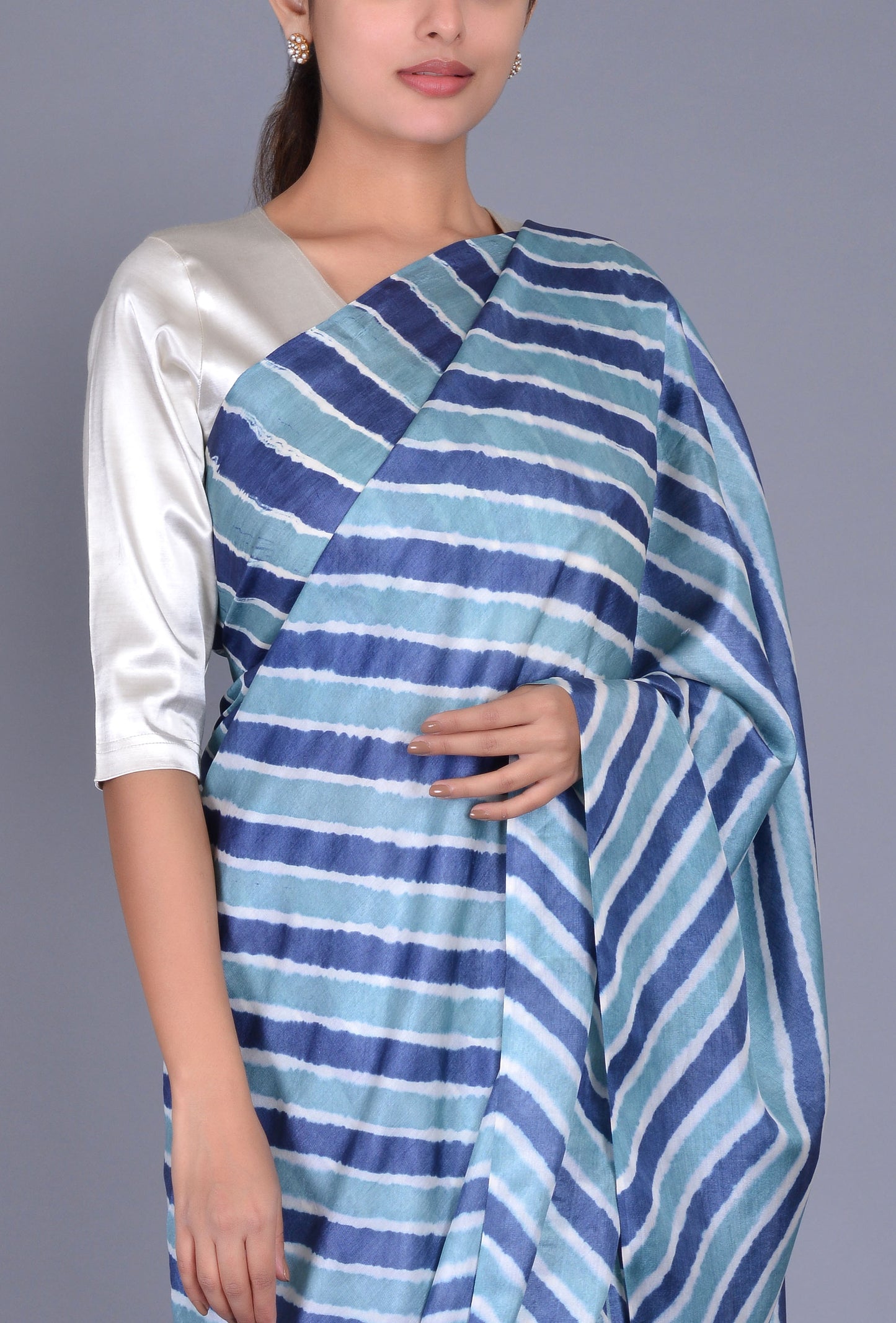 Blue Tussar Leheriya Saree