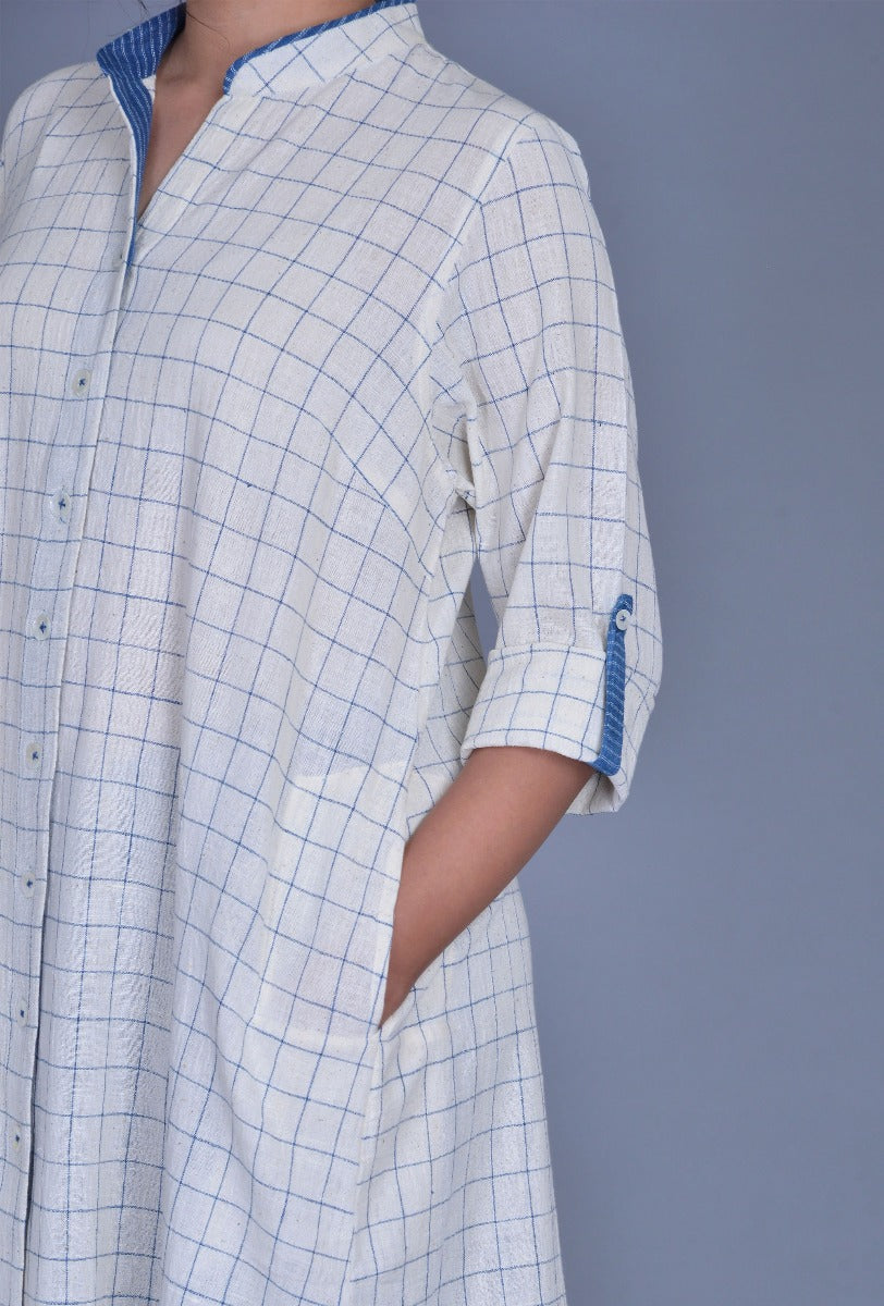 Off White Checks Kala Cotton Tunic
