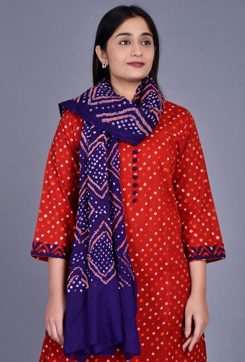 Maroon Cotton Bandhani Ensemble