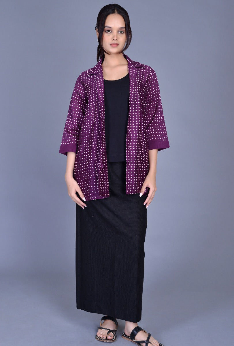 Purple Chanderi Bandhani Shirt