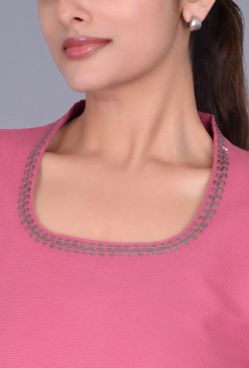 Rose Knit Scoop Neck Kurti