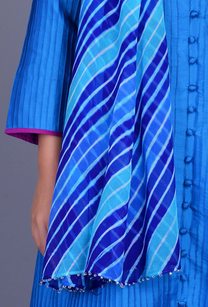 Blue-Purple Leheriya Dupatta