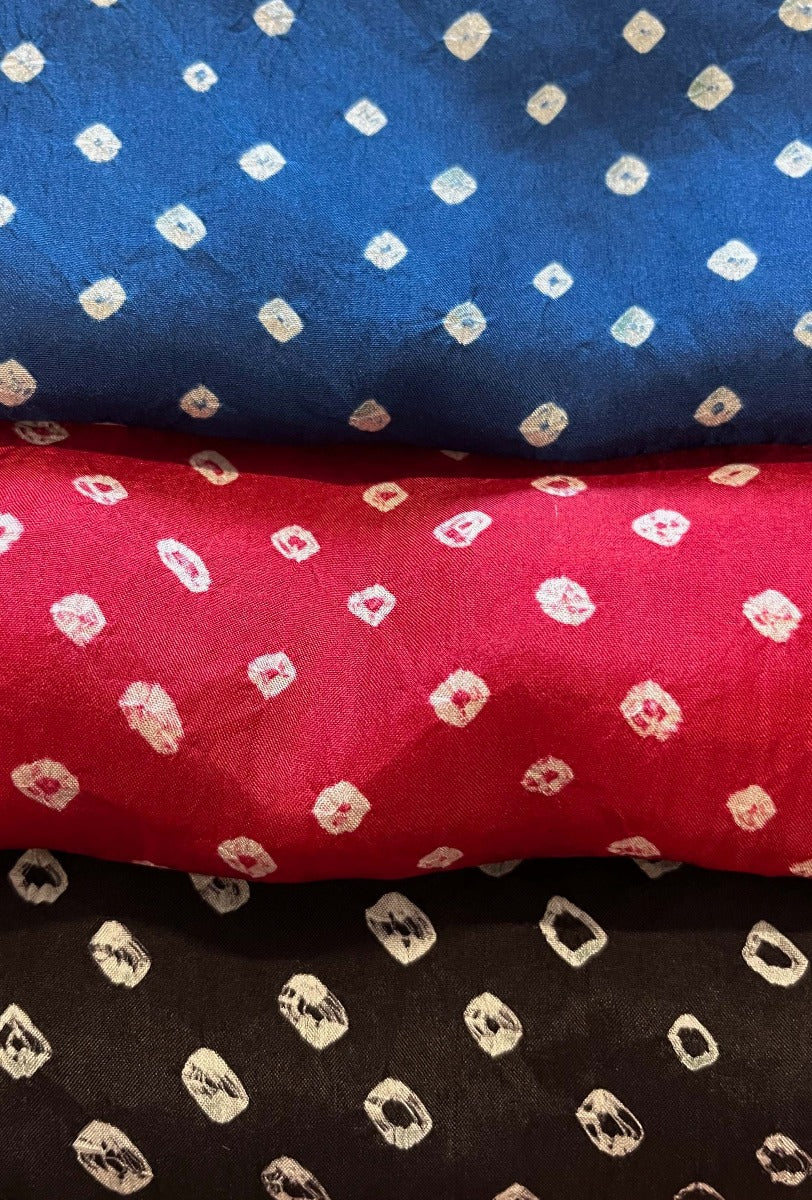 Silk Bandhani Kurti with Taar Embroidery