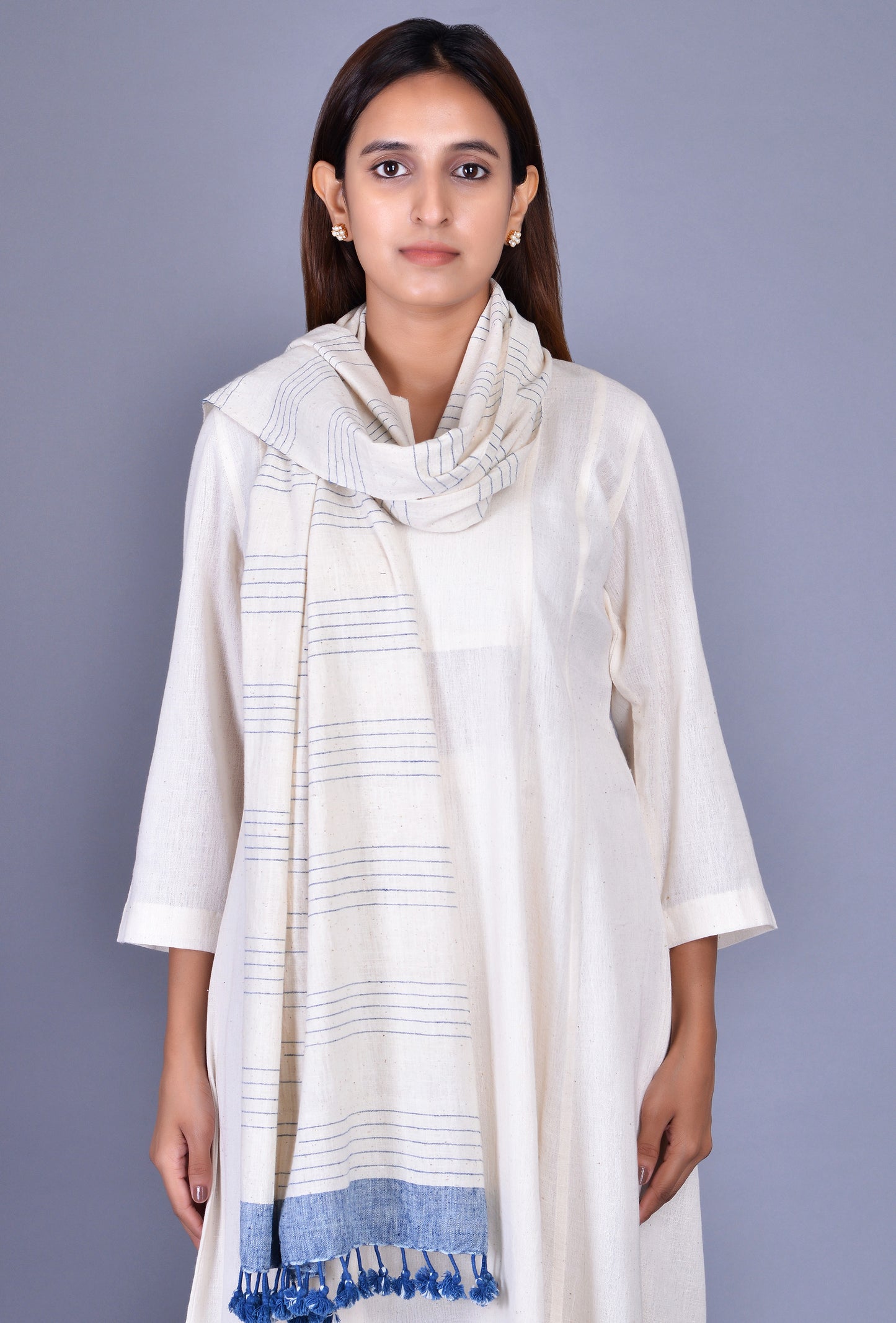 Off White Slit Neck Ensemble