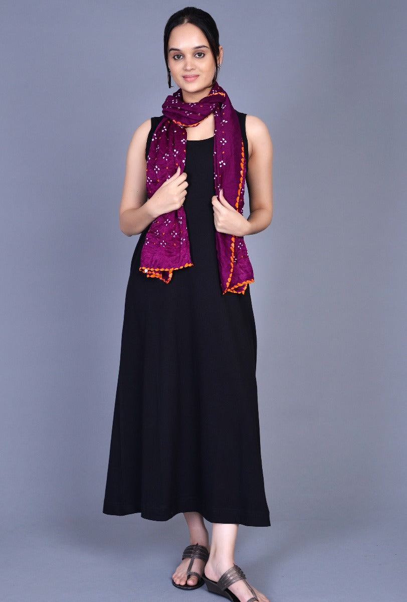 Purple Gaji Silk Stole