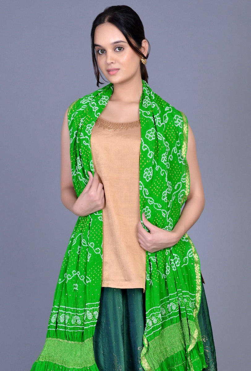 Parrot Georgette Bandhani Dupatta