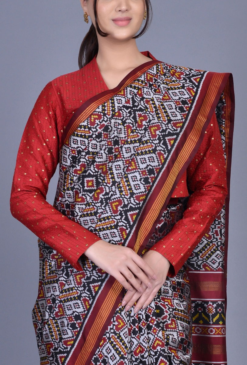 Maroon Silk Patola Saree