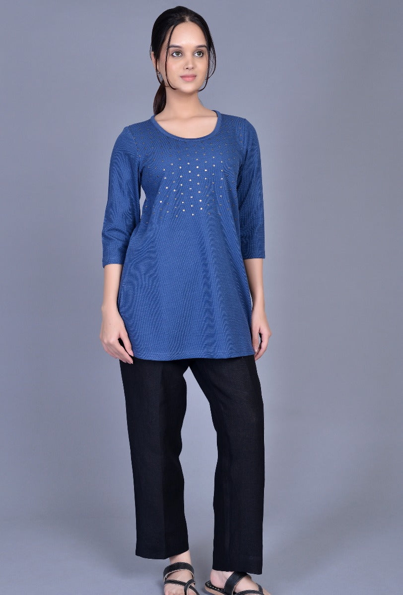 Knit Sequin Yoke Kurti