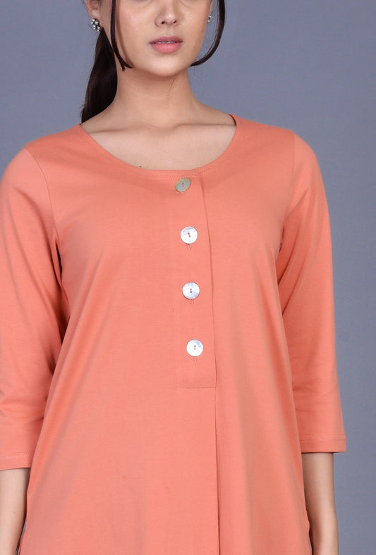 Knit Front Pleat Kurti