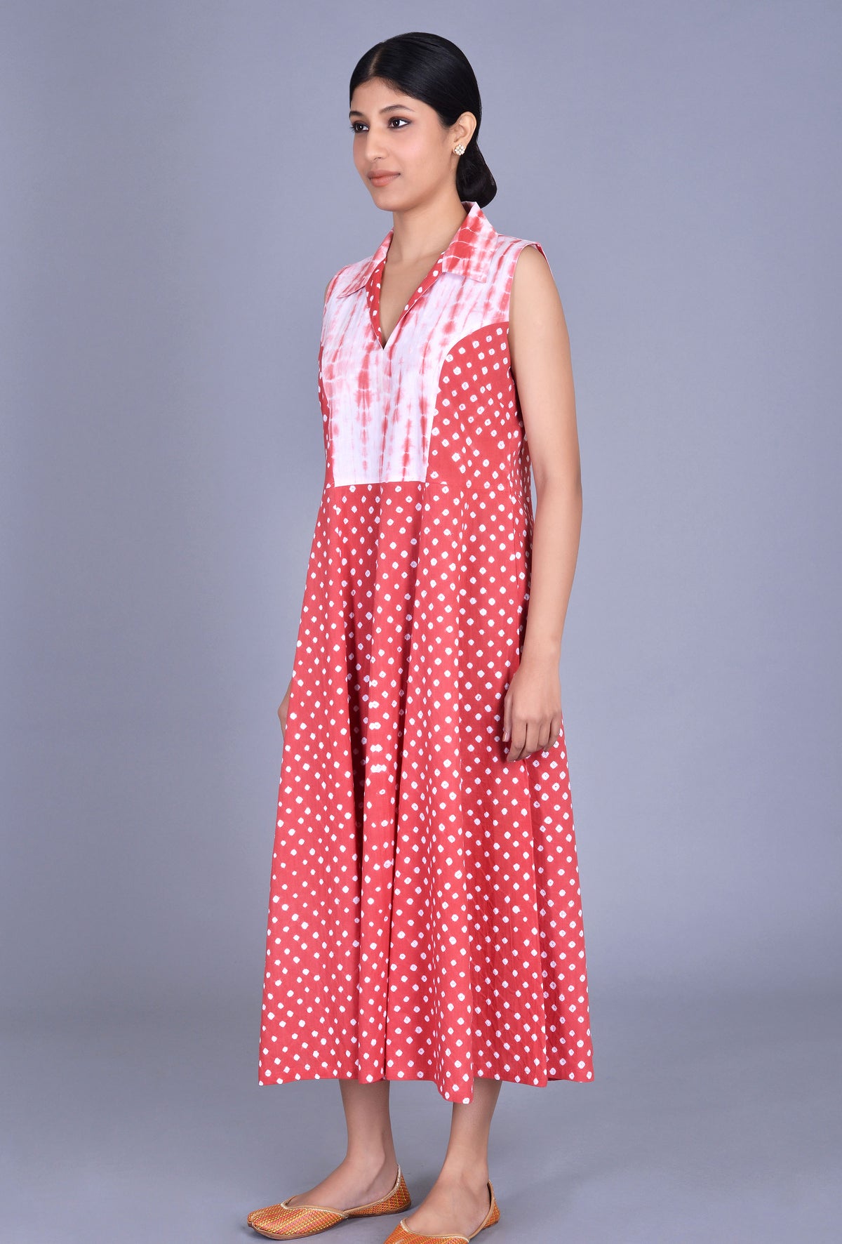Sleeveless Bandhani Tie-Dye Dress