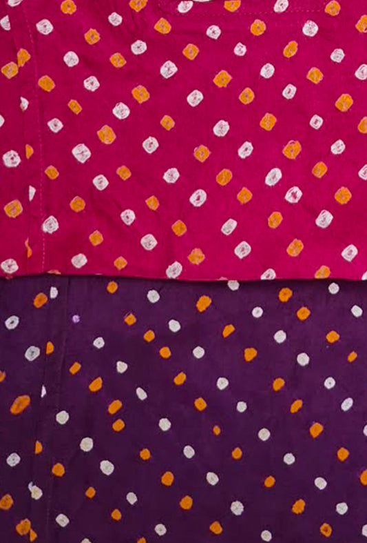 Silk Bandhani Embroidered Kurti
