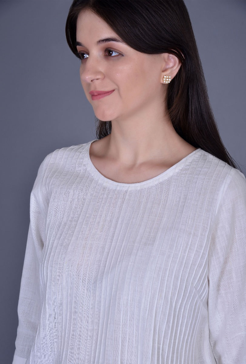 Offwhite Pintucks Blouse