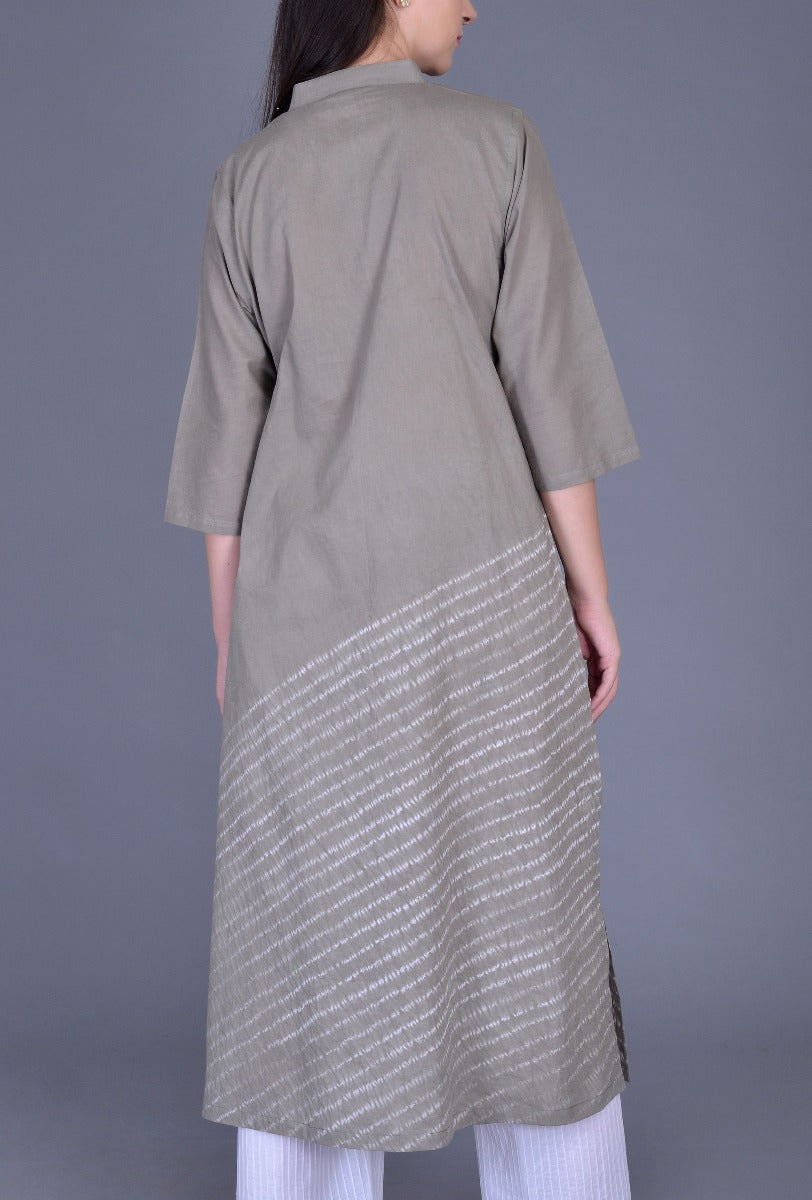 Stand Collar Shibori Kurta