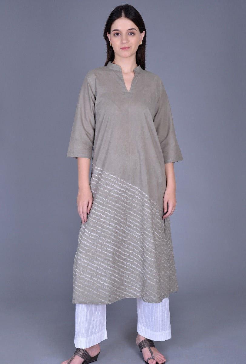 Stand Collar Shibori Kurta