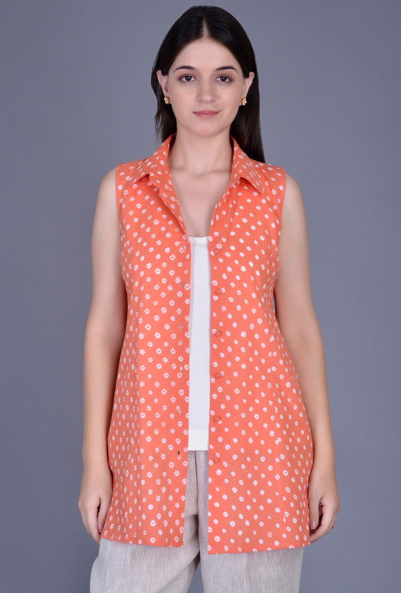 Sleeveless Bandhani Shirt
