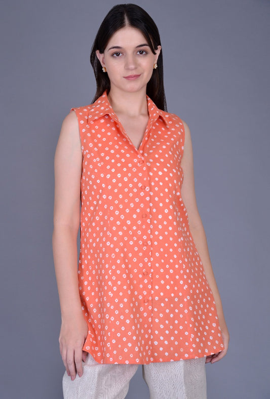 Sleeveless Bandhani Shirt