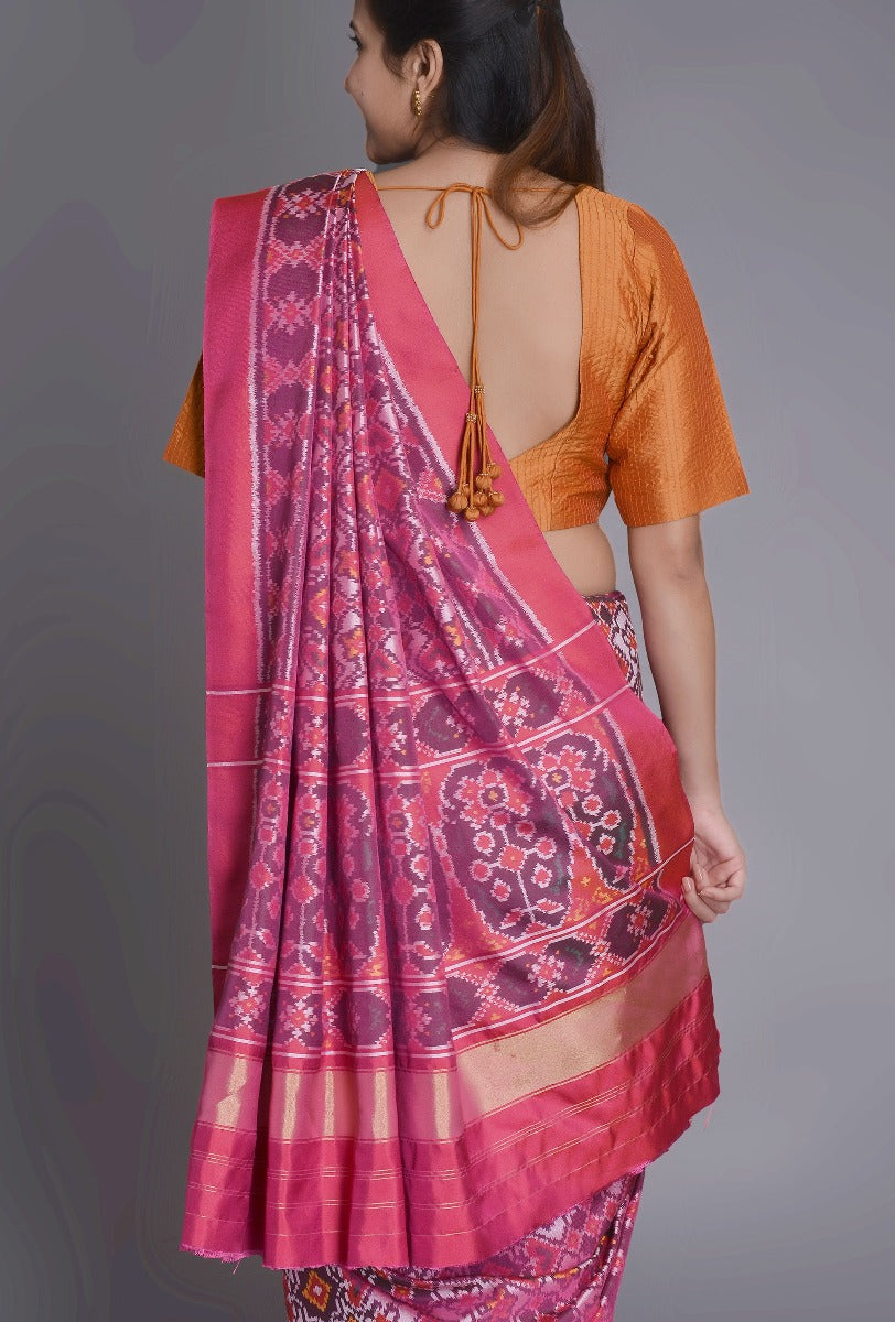 Pink Silk Patola Saree