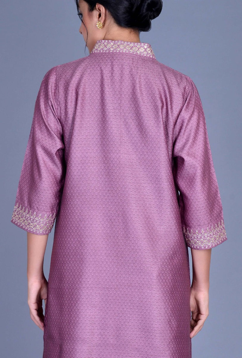 Silk V Neck Kurta