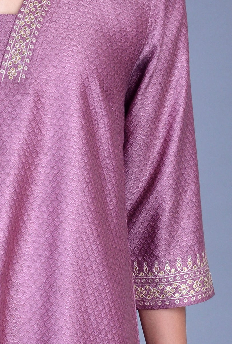 Silk V Neck Kurta