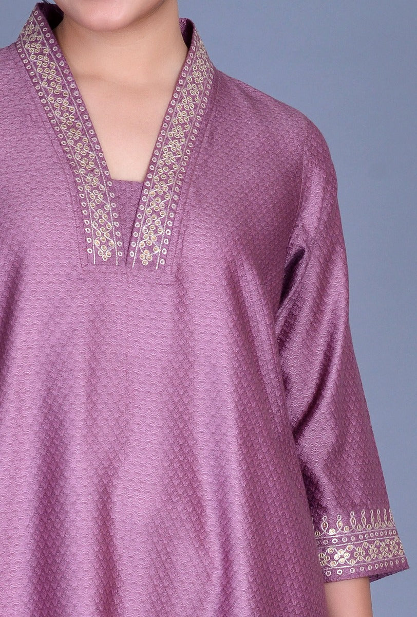 Silk V Neck Kurta