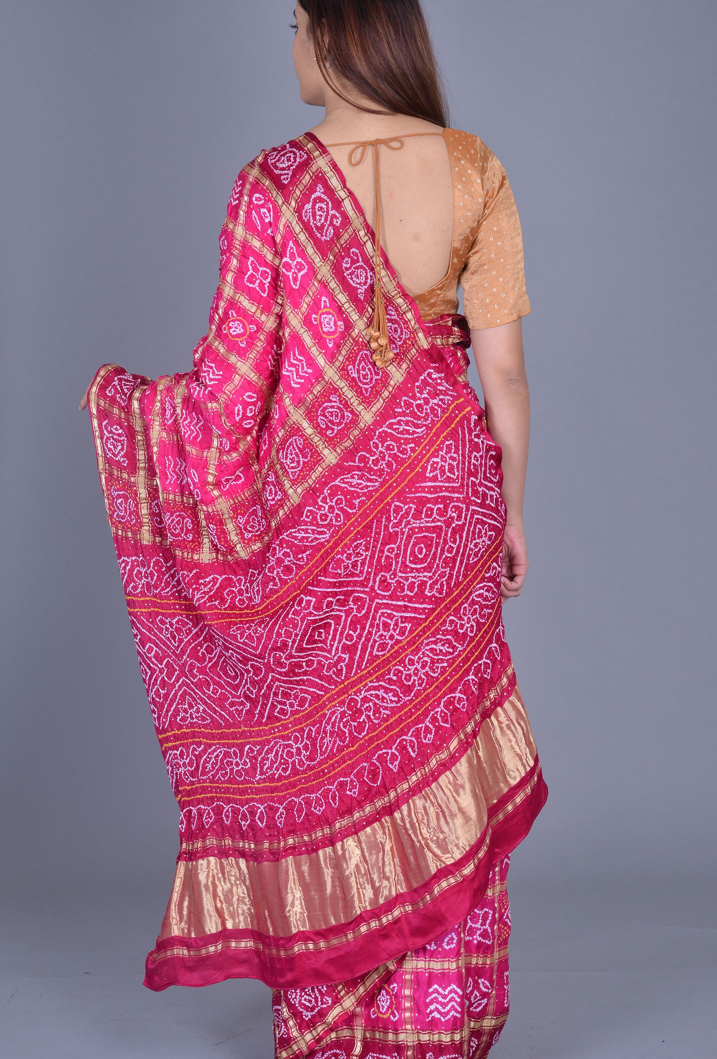 Pink, Purple Gharchola Saree