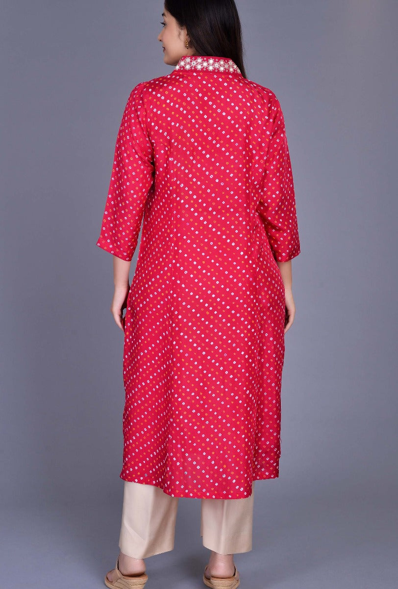 Silk Bandhani Kurta