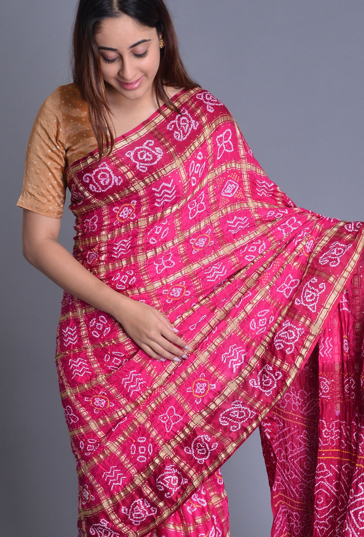 Pink, Purple Gharchola Saree