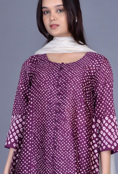 Chanderi Silk Boriya Button Bandhani Ensemble