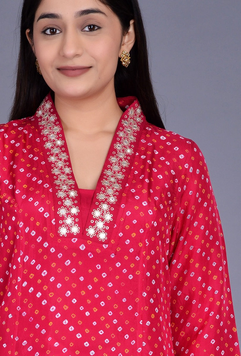 Silk Bandhani Kurta