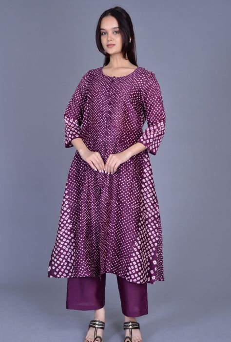 Chanderi Silk Boriya Button Bandhani Ensemble