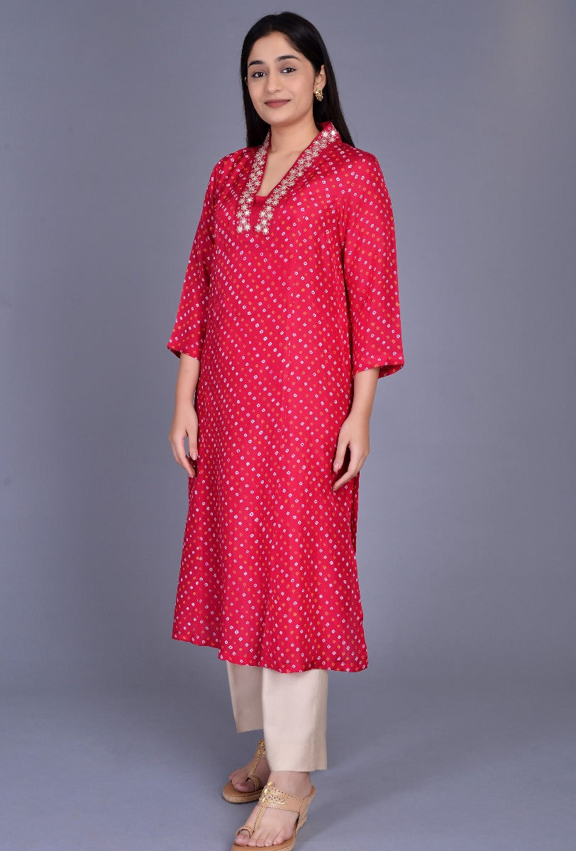 Silk Bandhani Kurta