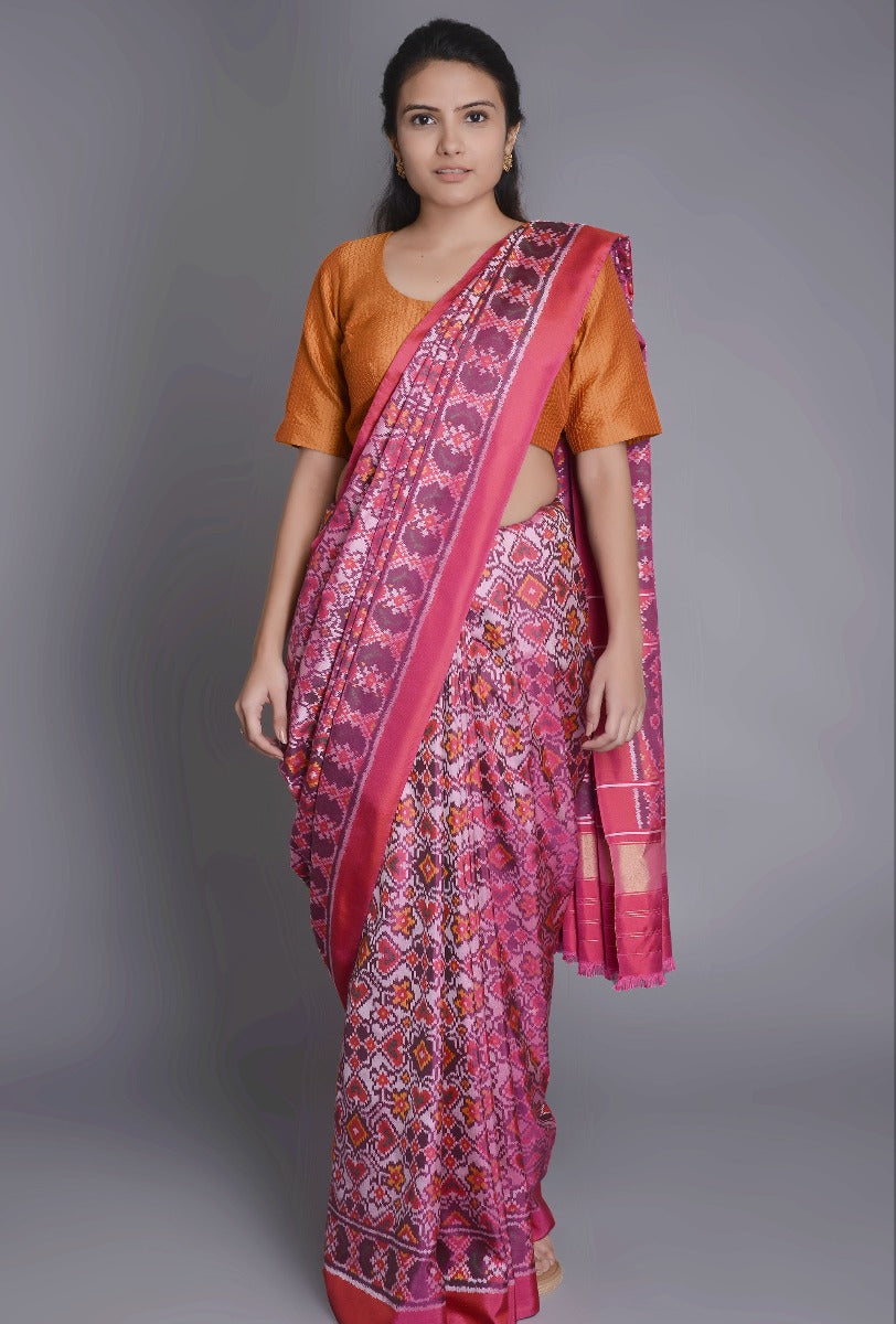 Pink Silk Patola Saree
