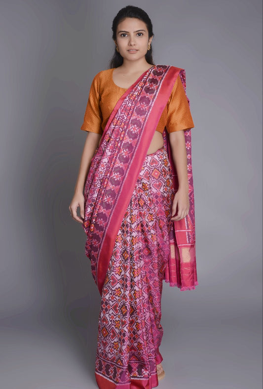 Pink Silk Patola Saree