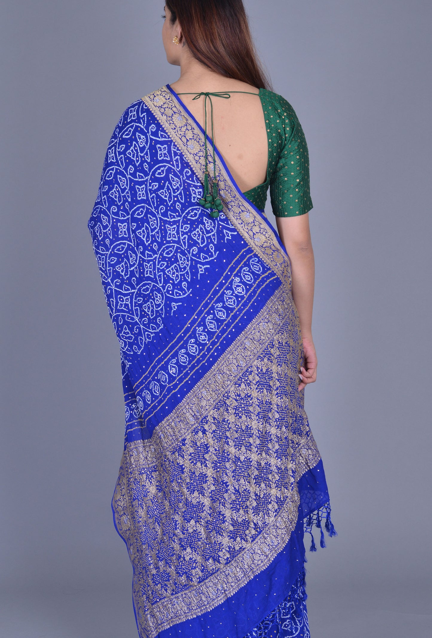 Blue Georgette Bandhani Saree