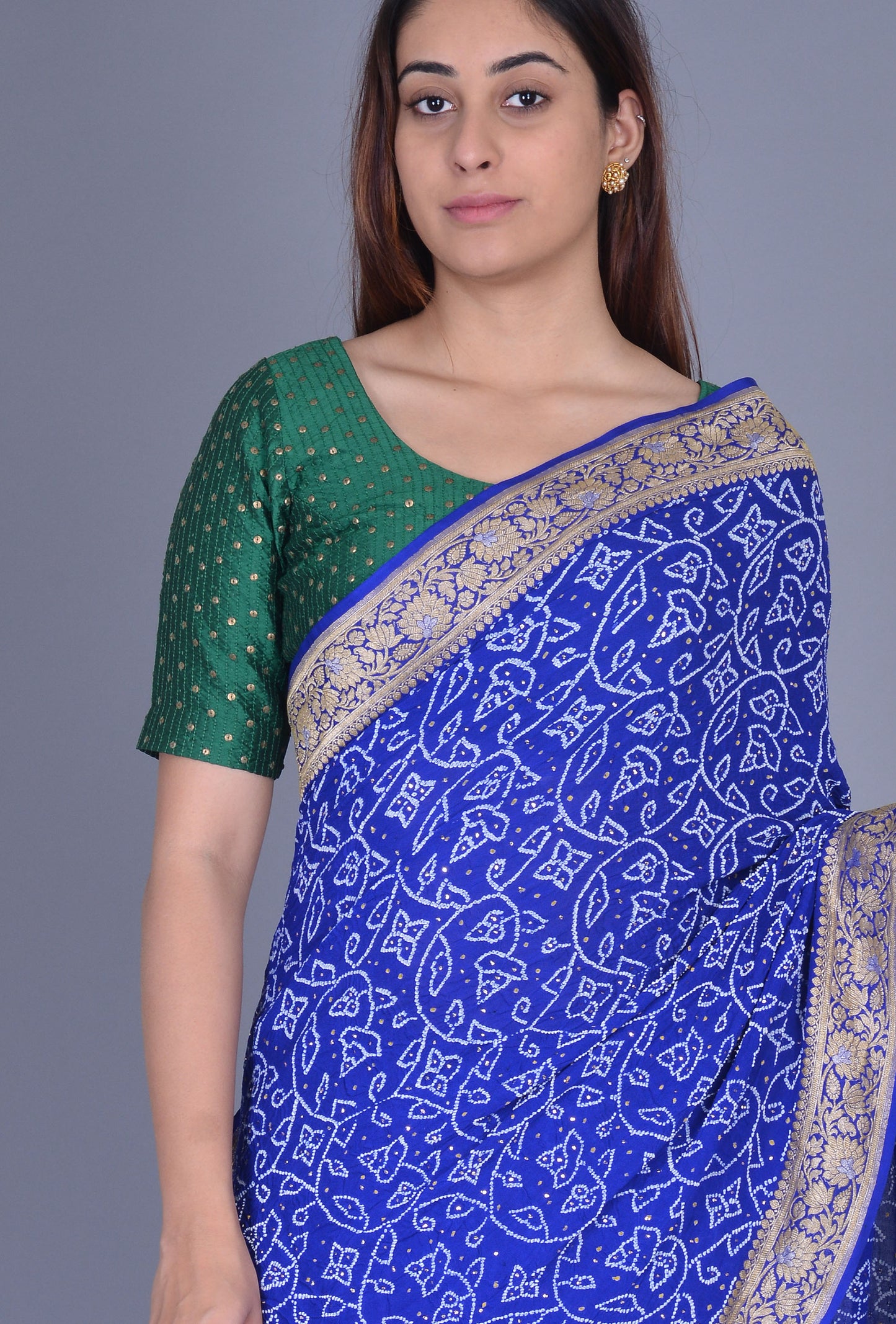Blue Georgette Bandhani Saree