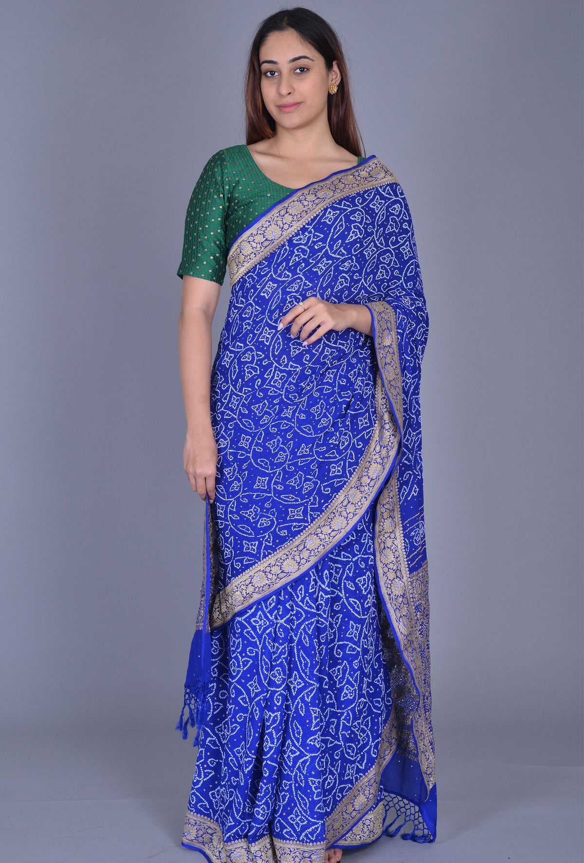Blue Georgette Bandhani Saree