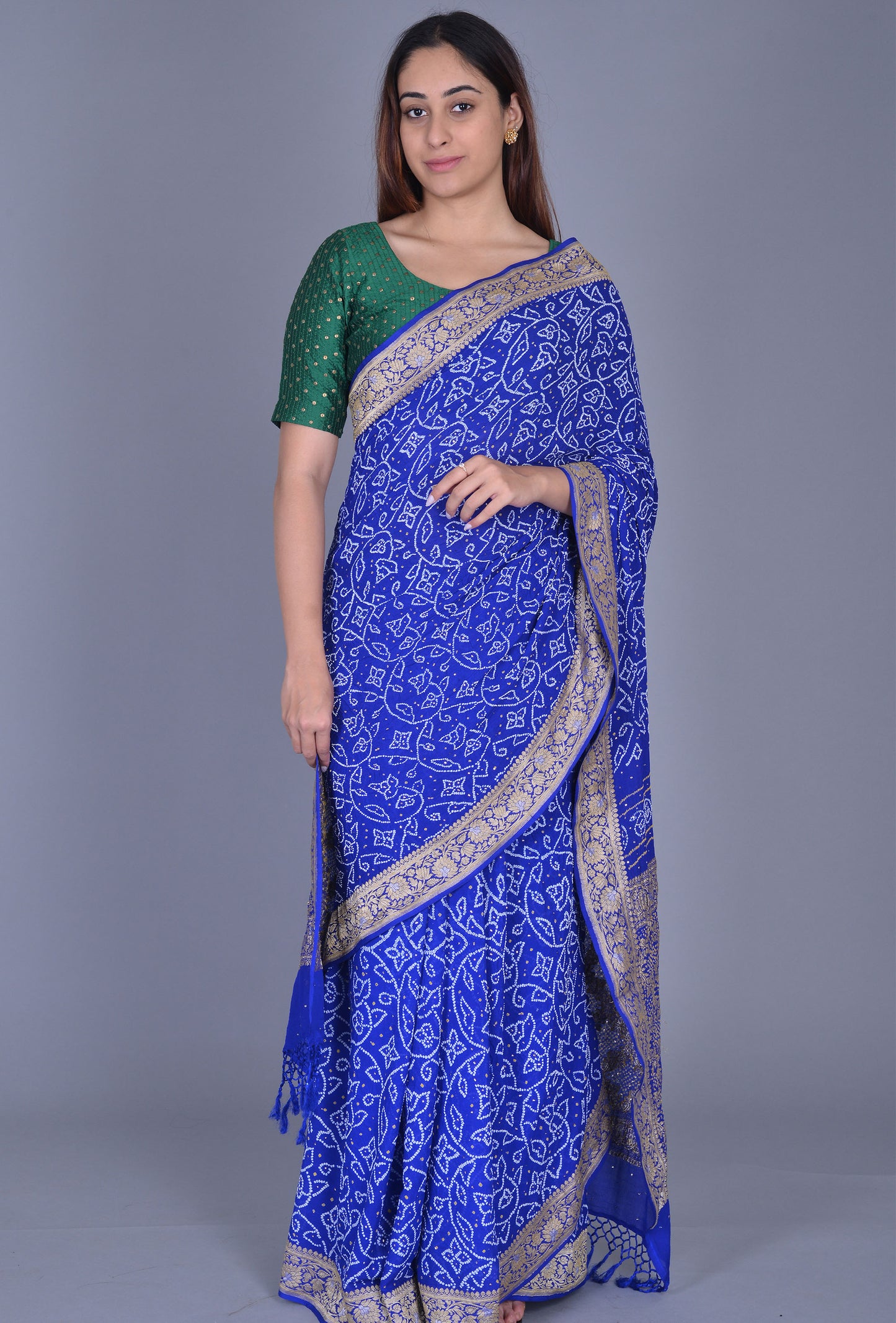 Blue Georgette Bandhani Saree
