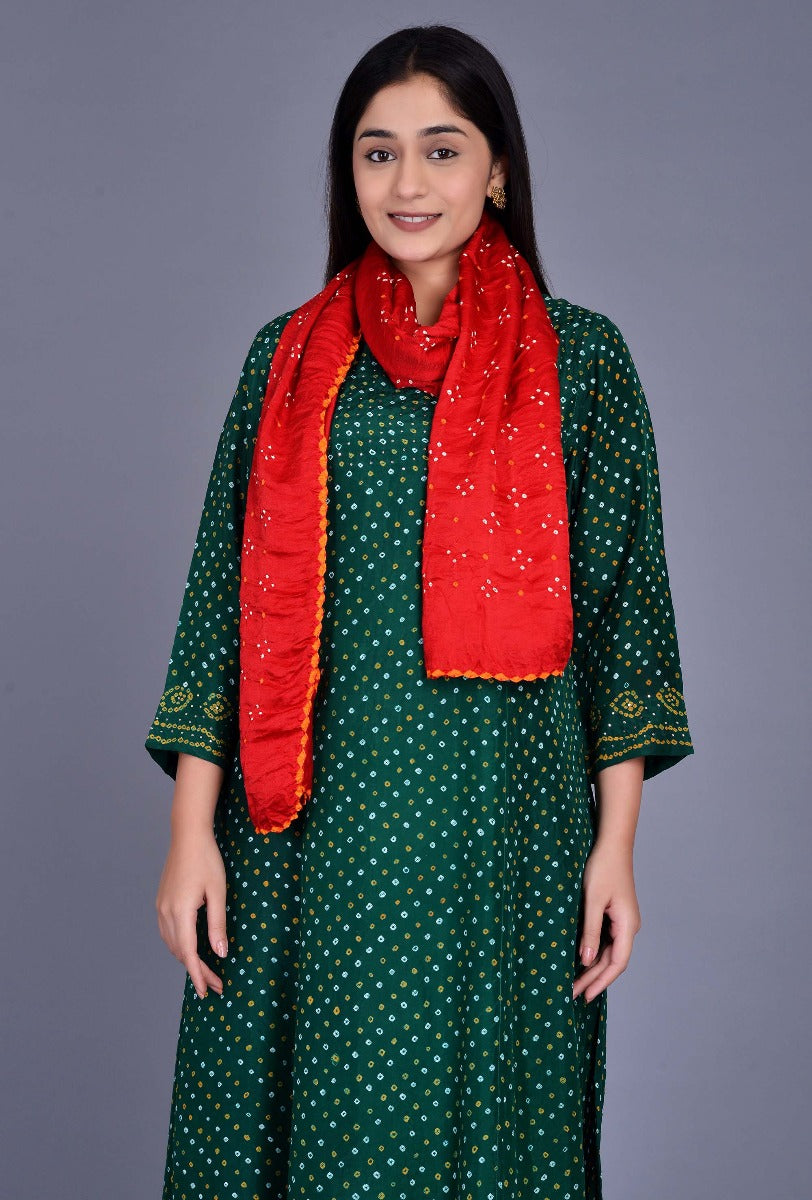 Silk Bandhani Kurta with Mookesh Work