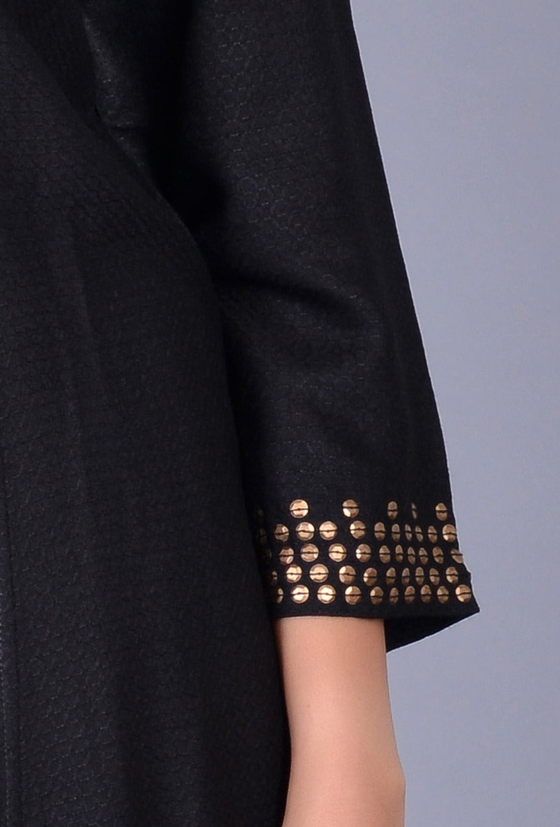 Black Silk Ensemble with Sequins