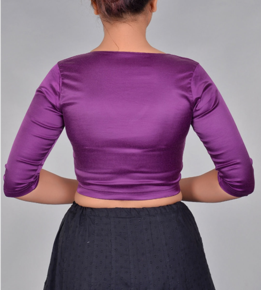 Satin Lycra Elbow Sleeve Choli