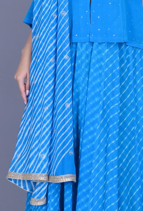 Blue Georgette Leheriya Skirt Ensemble