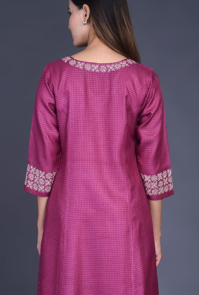 V Neck Silk Kurta