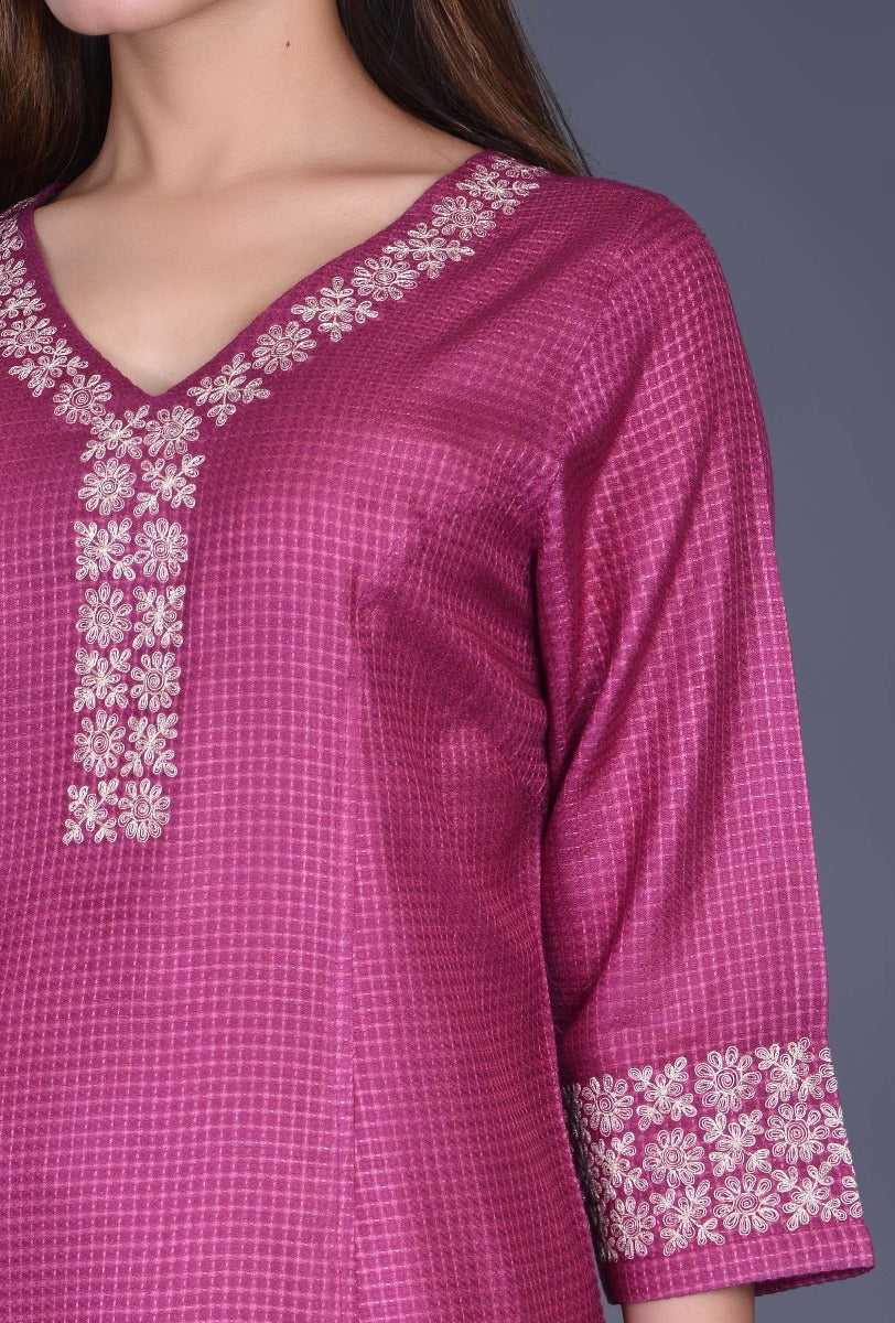 V Neck Silk Kurta