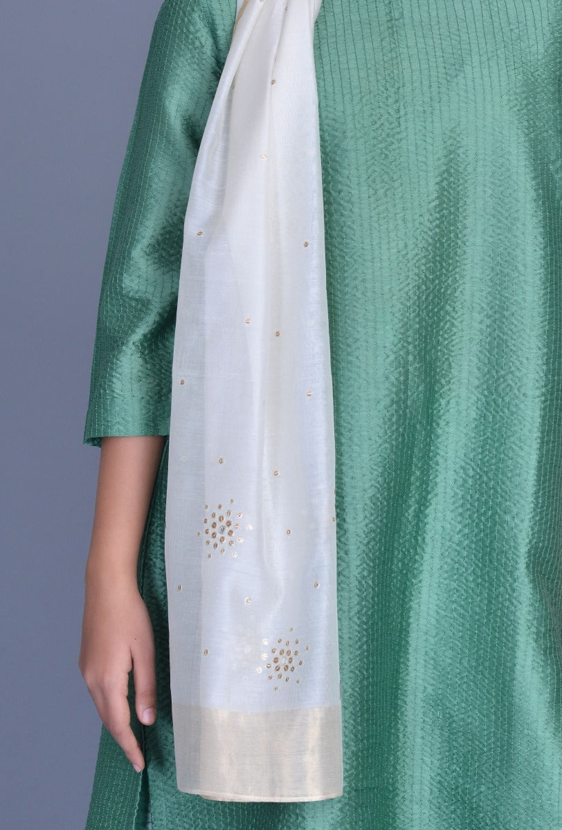 Off White Chanderi  Stole