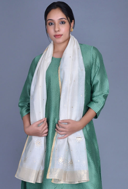 Off White Chanderi  Stole
